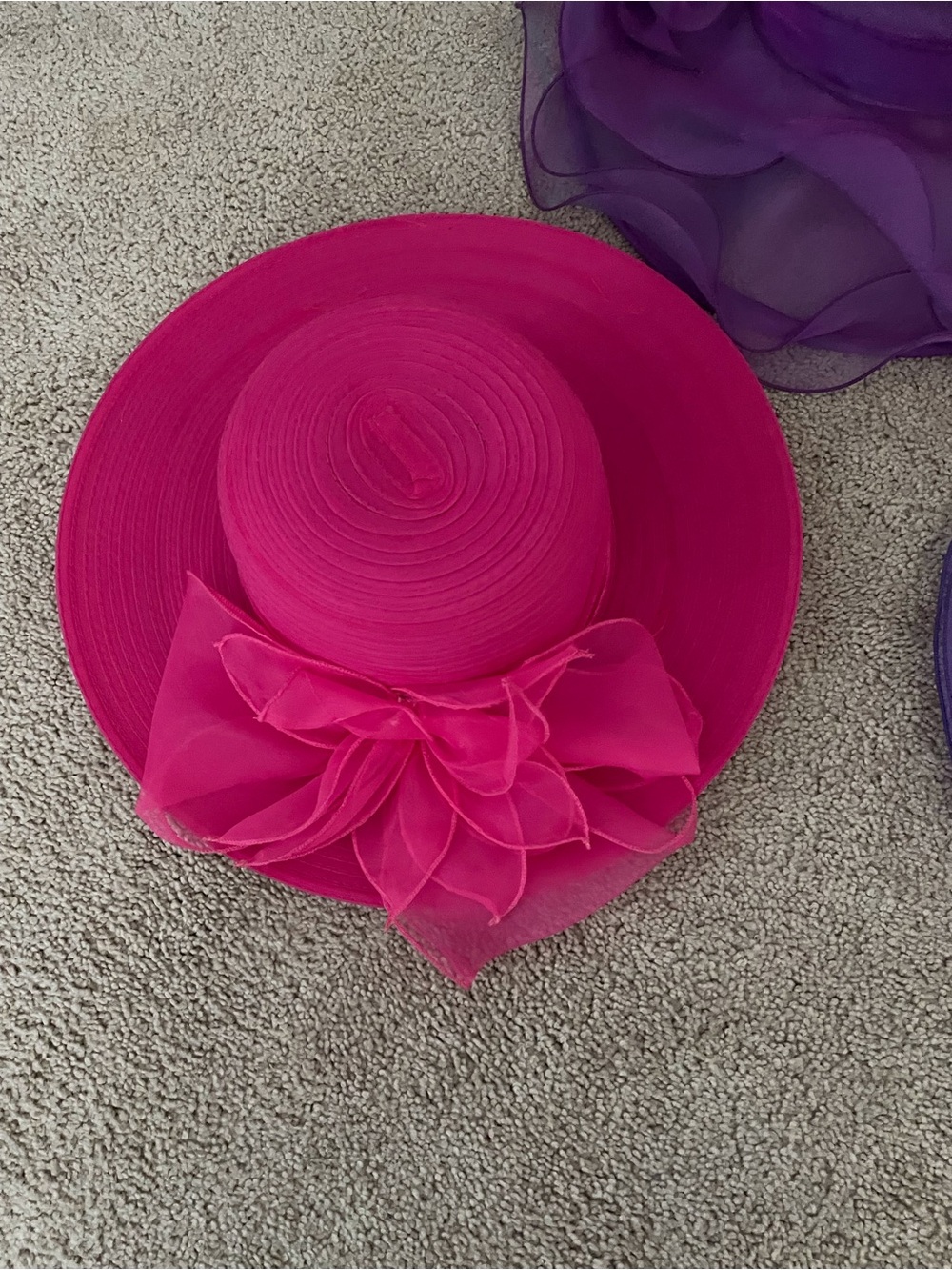 Assorted Women's Dress Hats - Pink, Purple, Hot Pink, Yellow, White - Picture 3 of 9